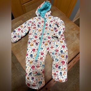 ROXY Dryflight 10K technology Colorful Owl Print Baby Snowsuit Baby Sz 18 Months
